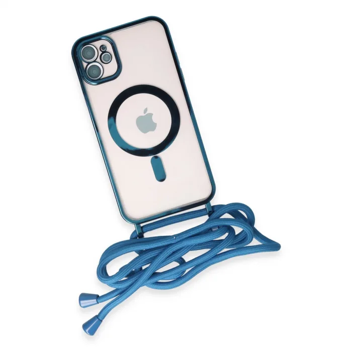 İphone 12 Kılıf Divo Lazer Askılı Magsafe Kapak - Sierra Blue
