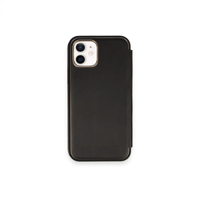iPhone 12 Kılıf Dolpin Kapaklı - Siyah