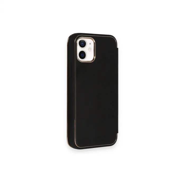 iPhone 12 Kılıf Dolpin Kapaklı - Siyah