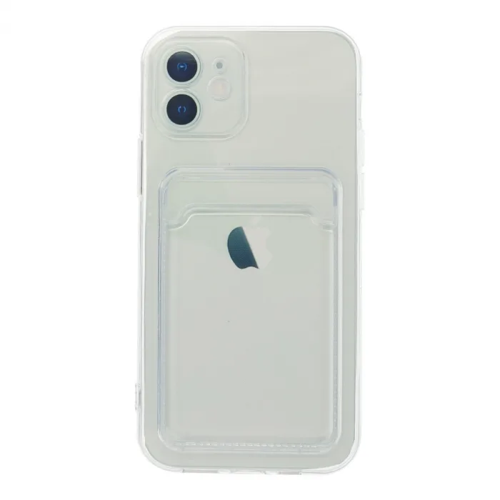 iPhone 12 Kılıf Kart Şeffaf Silikon - Şeffaf