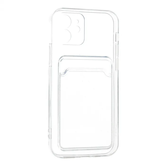 iPhone 12 Kılıf Kart Şeffaf Silikon - Şeffaf