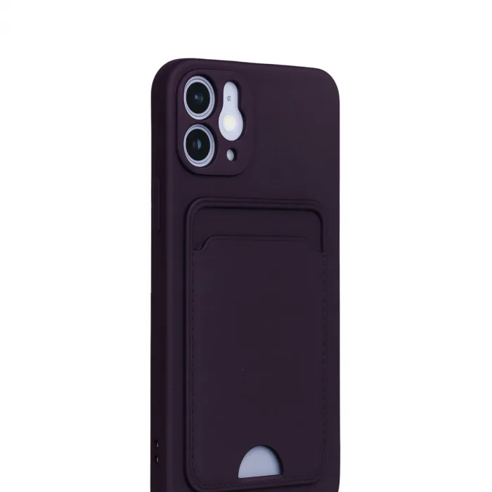 İphone 12 Kılıf Kelvin Kartvizitli Silikon - Derin Mor
