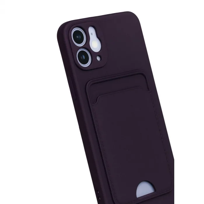 İphone 12 Kılıf Kelvin Kartvizitli Silikon - Derin Mor