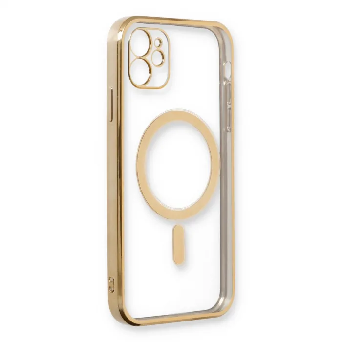 İphone 12 Kılıf Magneticsafe Lazer Silikon - Gold