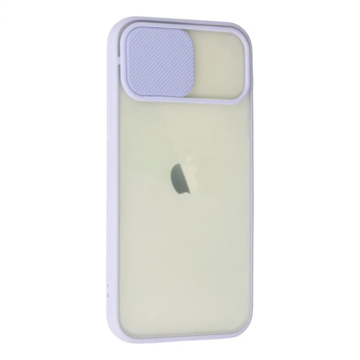 İphone 12 Kılıf Palm Buzlu Kamera Sürgülü Silikon - Lila