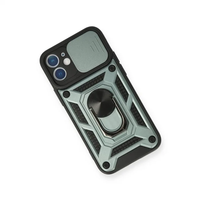 İphone 12 Kılıf Pars Lens Yüzüklü Silikon - Yeşil