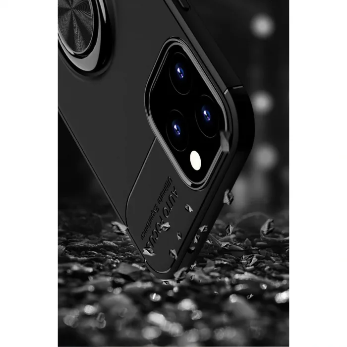 İphone 12 Kılıf Range Yüzüklü Silikon - Siyah