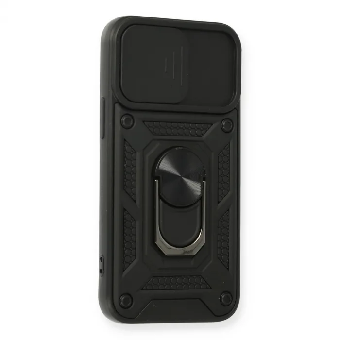 İphone 12 Mini Kılıf Pars Lens Yüzüklü Silikon - Siyah