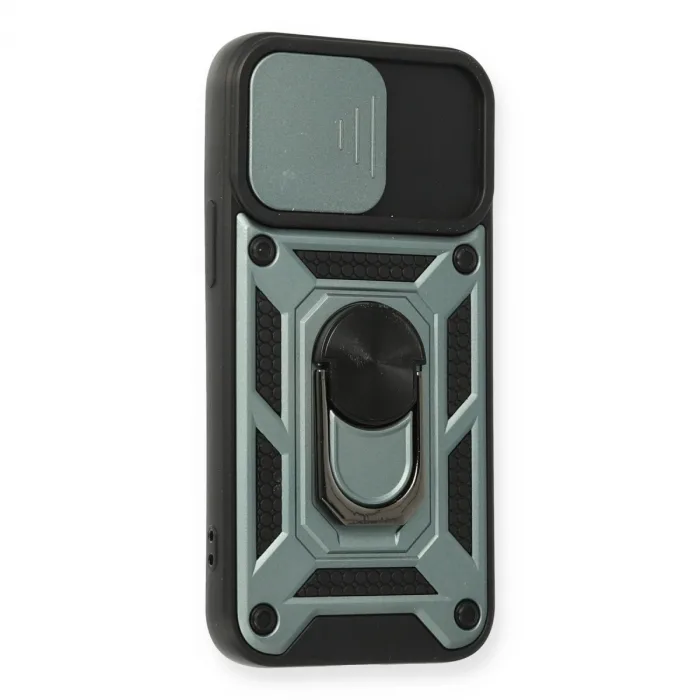 İphone 12 Mini Kılıf Pars Lens Yüzüklü Silikon - Yeşil