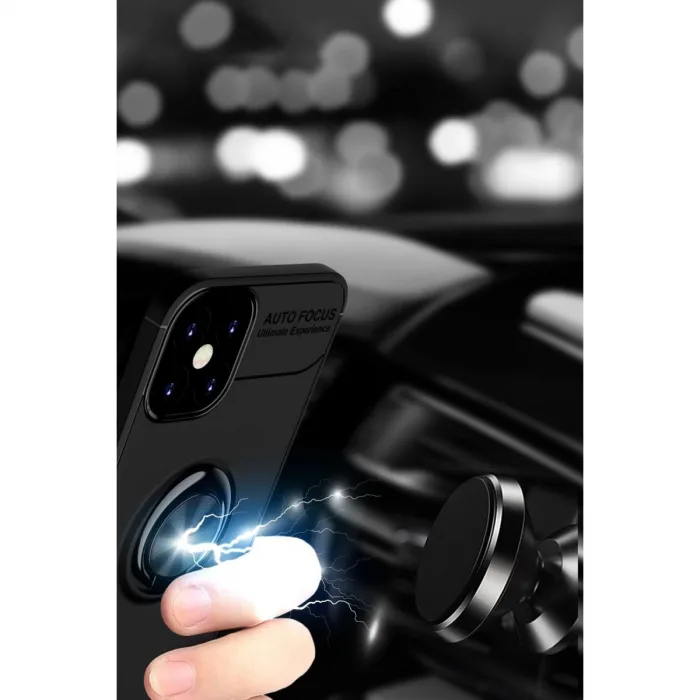 İphone 12 Mini Kılıf Range Yüzüklü Silikon - Siyah