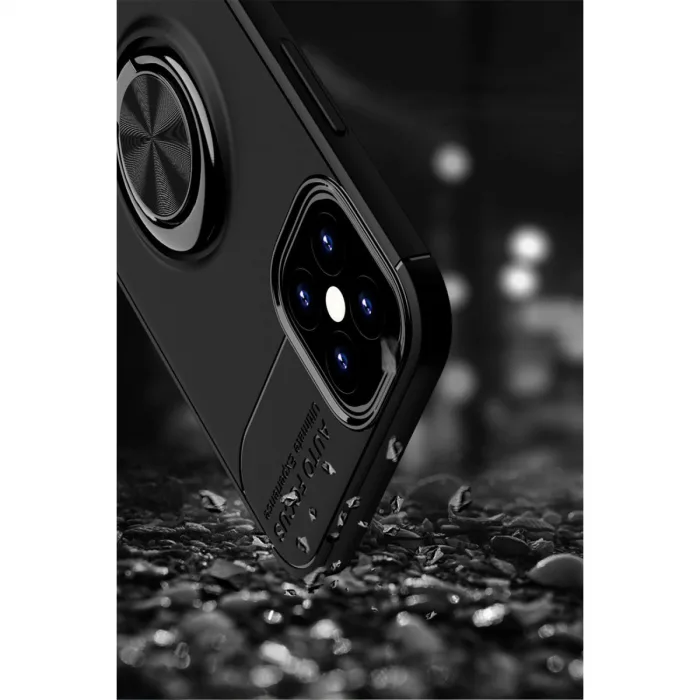 İphone 12 Mini Kılıf Range Yüzüklü Silikon - Siyah-kırmızı