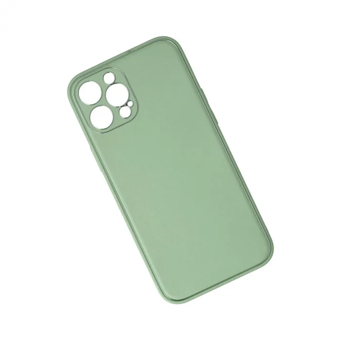 İphone 12 Pro Kılıf Coco Deri Silikon Kapak - Açık Yeşil