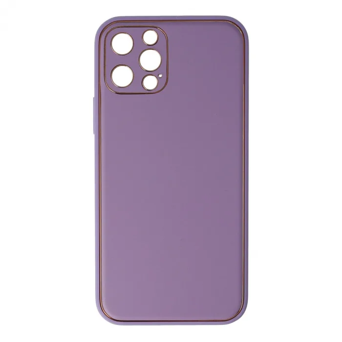 İphone 12 Pro Kılıf Coco Deri Silikon Kapak - Lila