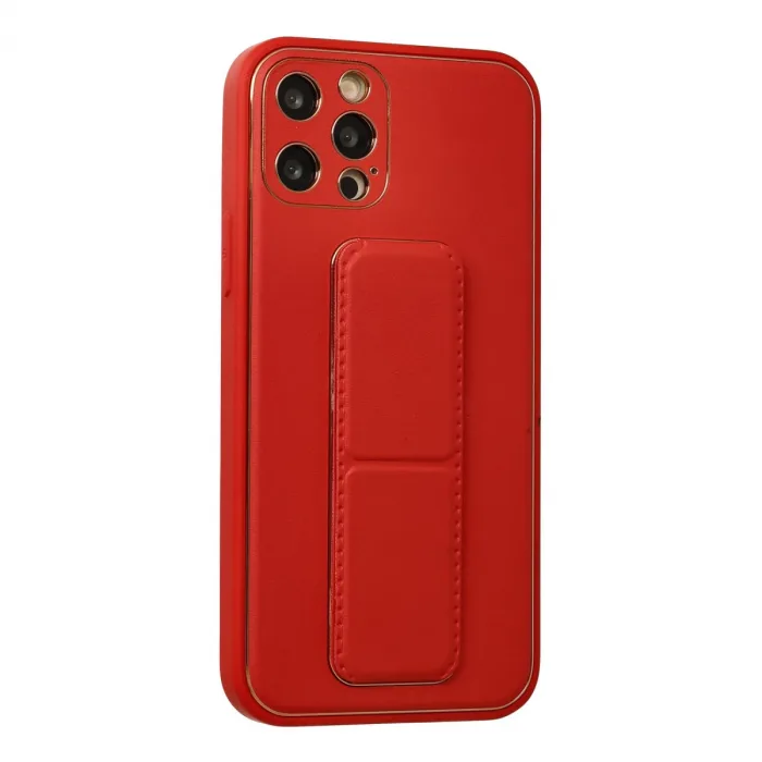 İphone 12 Pro Kılıf Coco Deri Standlı Kapak - Kırmızı