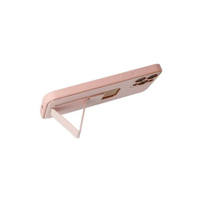iPhone 12 Pro Kılıf Coco Deri Standlı Kapak - Pembe
