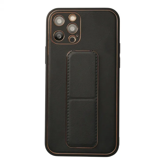 iPhone 12 Pro Kılıf Coco Deri Standlı Kapak - Siyah