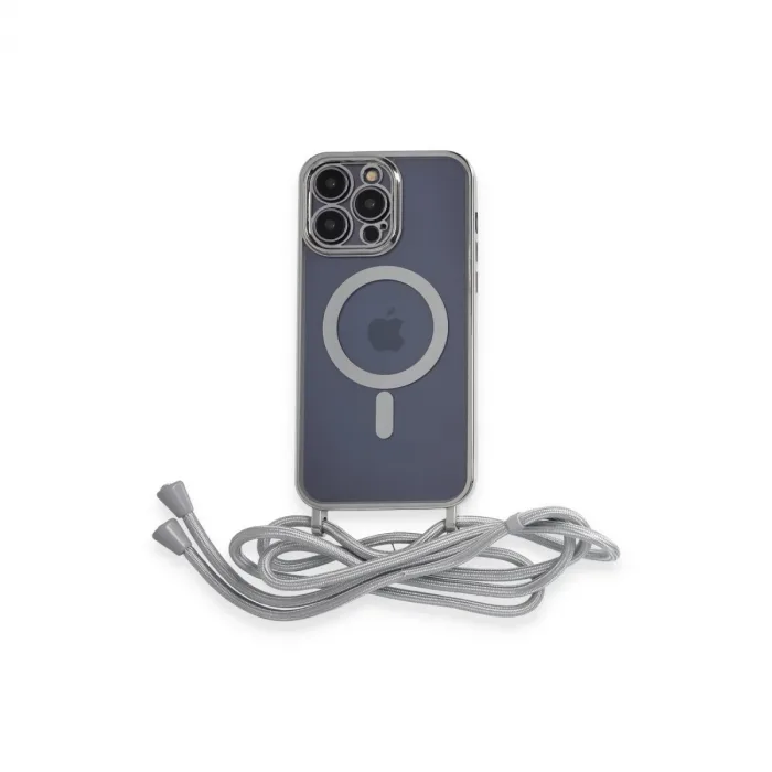 İphone 12 Pro Kılıf Divo Lazer Askılı Magsafe Kapak - Gümüş