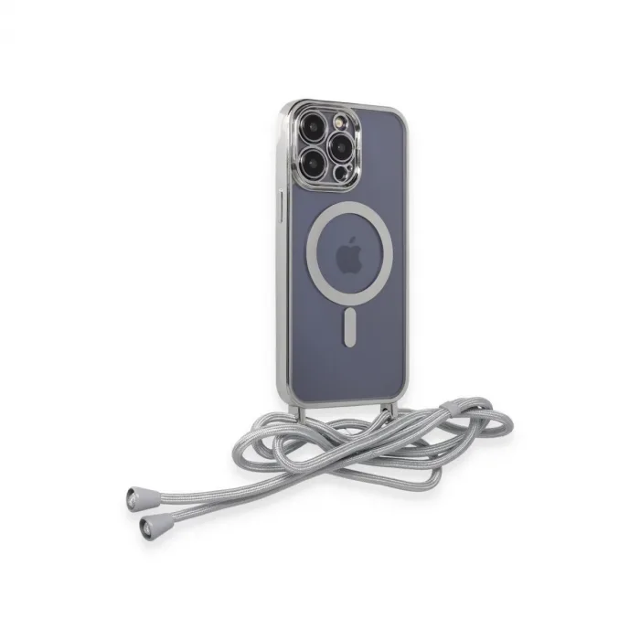 İphone 12 Pro Kılıf Divo Lazer Askılı Magsafe Kapak - Gümüş