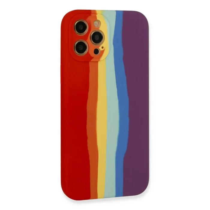 İphone 12 Pro Kılıf Ebruli Lansman Silikon - Kırmızı-mor