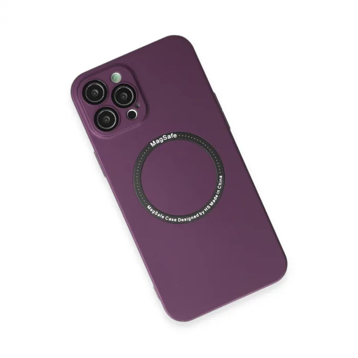 İphone 12 Pro Kılıf Jack Magneticsafe Lens Silikon - Mürdüm