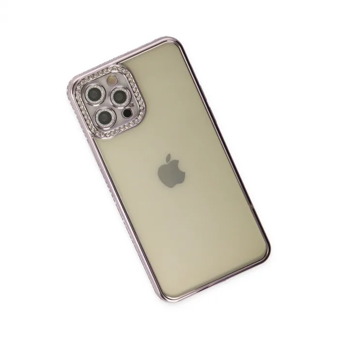 İphone 12 Pro Kılıf Joke Taşlı Silikon - Mor