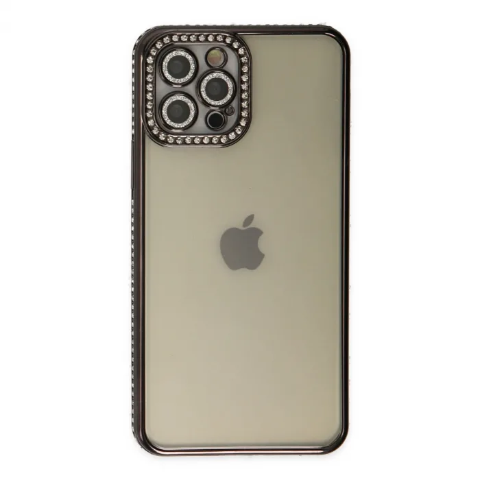 İphone 12 Pro Kılıf Joke Taşlı Silikon - Siyah