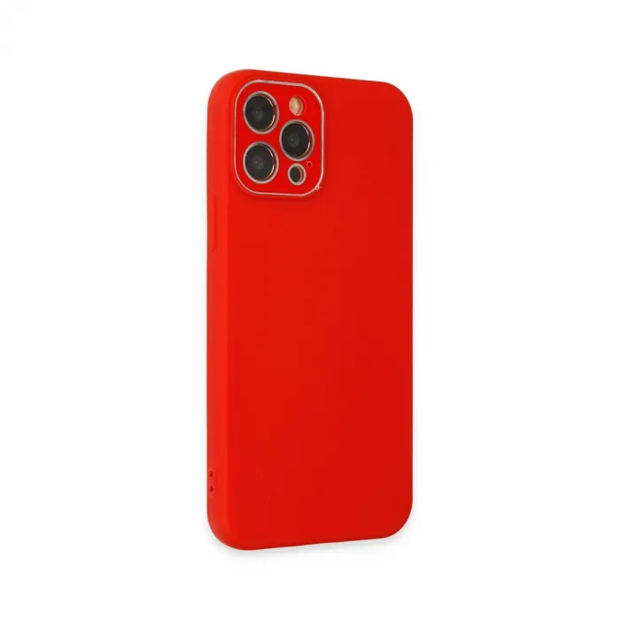 İphone 12 Pro Kılıf Lansman Glass Kapak - Kırmızı