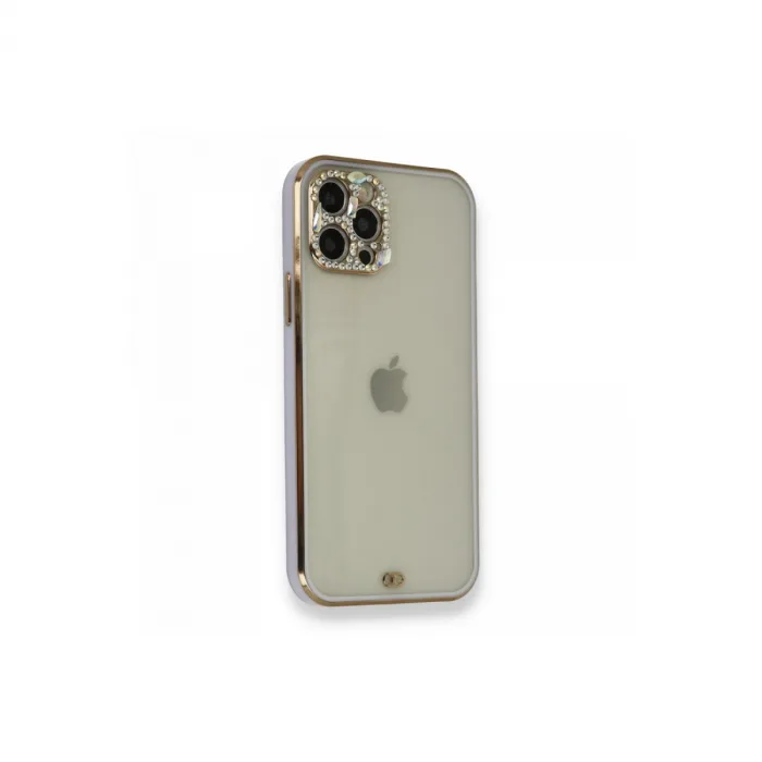 iPhone 12 Pro Kılıf Liva Taşlı Silikon - Mor