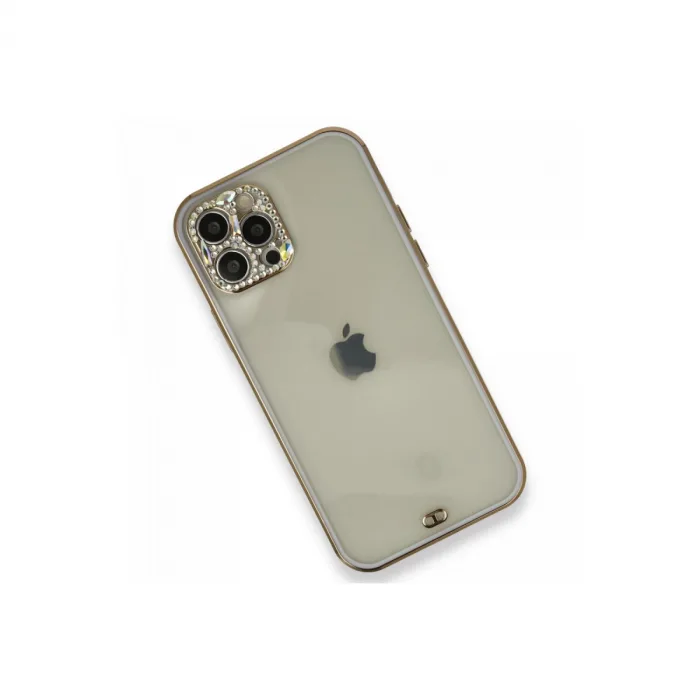 İphone 12 Pro Kılıf Liva Taşlı Silikon - Mor