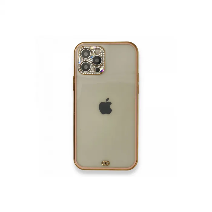 İphone 12 Pro Kılıf Liva Taşlı Silikon - Pembe