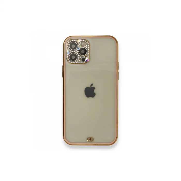 İphone 12 Pro Kılıf Liva Taşlı Silikon - Pembe
