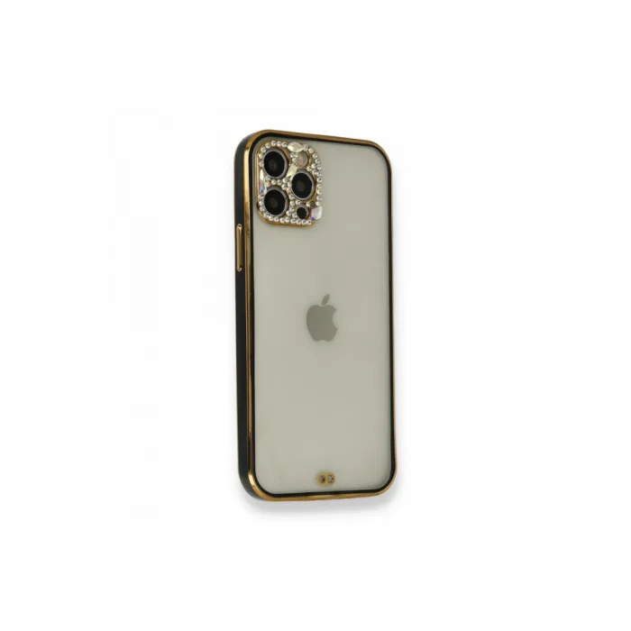 iPhone 12 Pro Kılıf Liva Taşlı Silikon - Siyah