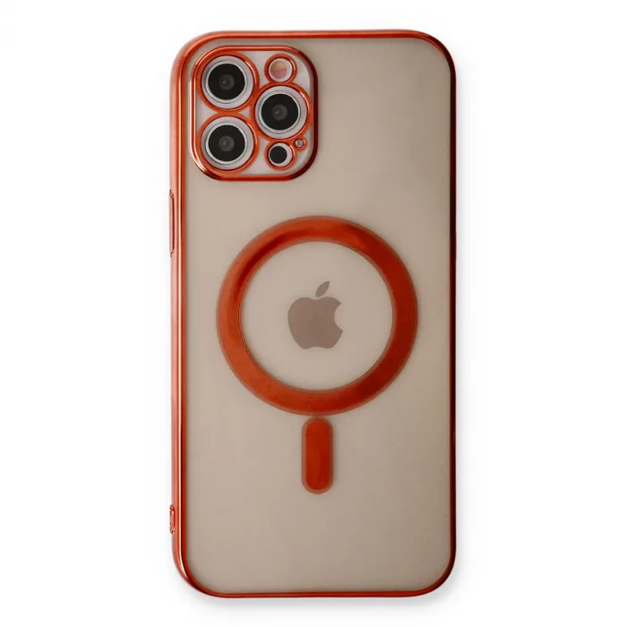 İphone 12 Pro Kılıf Magneticsafe Lazer Silikon - Kırmızı