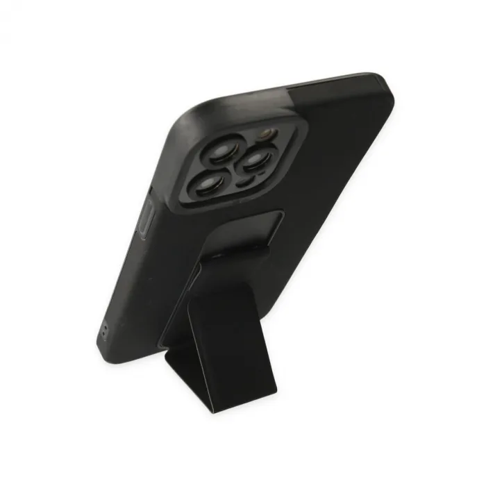 İphone 12 Pro Kılıf Mega Standlı Silikon - Siyah