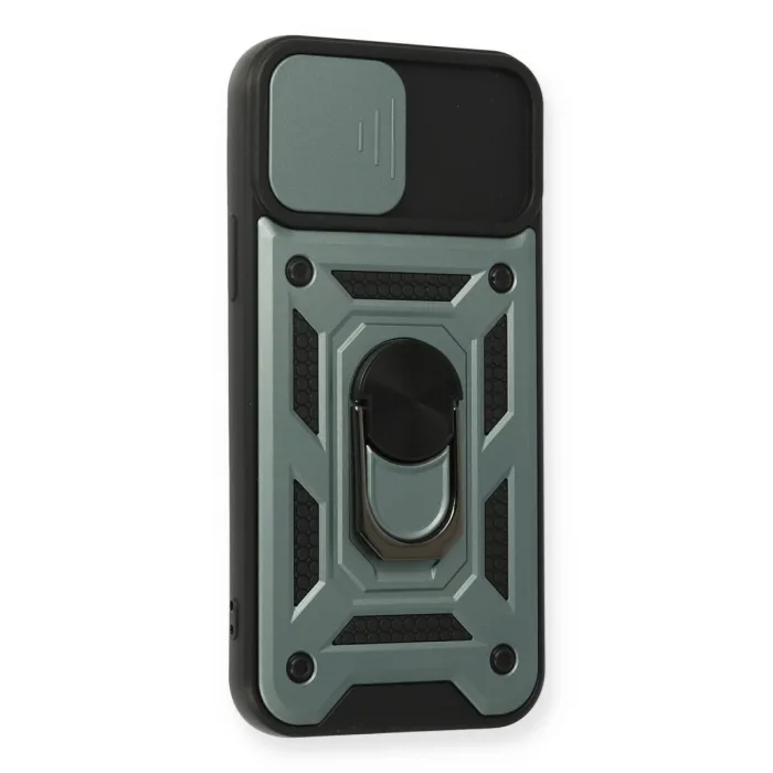 İphone 12 Pro Kılıf Pars Lens Yüzüklü Silikon - Yeşil