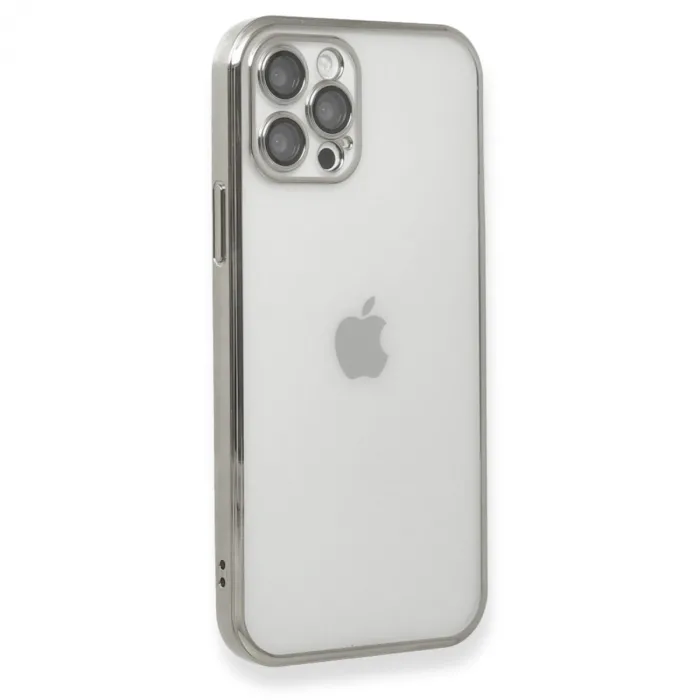 İphone 12 Pro Kılıf Razer Lensli Silikon - Gümüş