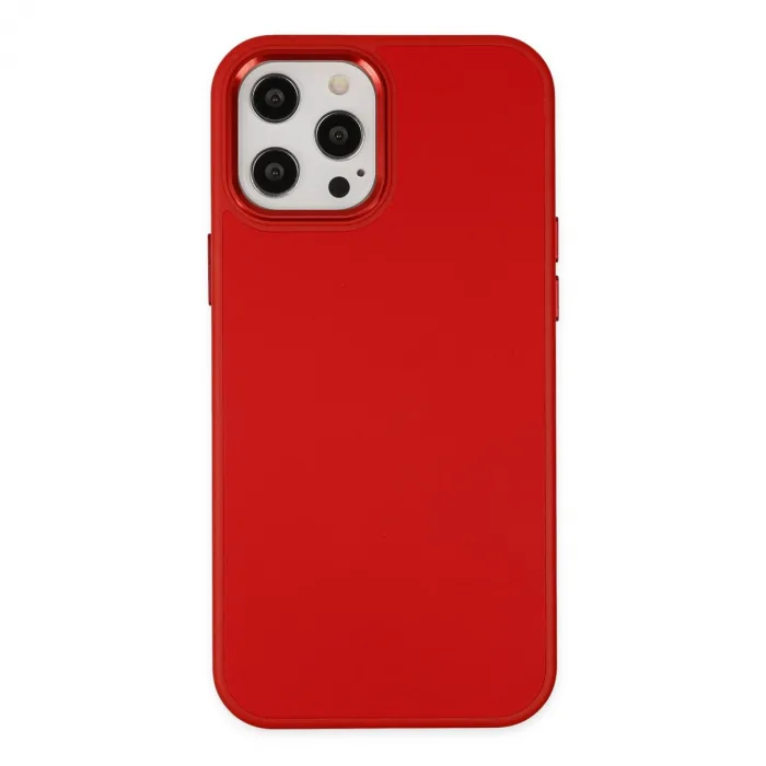 İphone 12 Pro Max Kılıf Asya Deri Silikon - Kırmızı