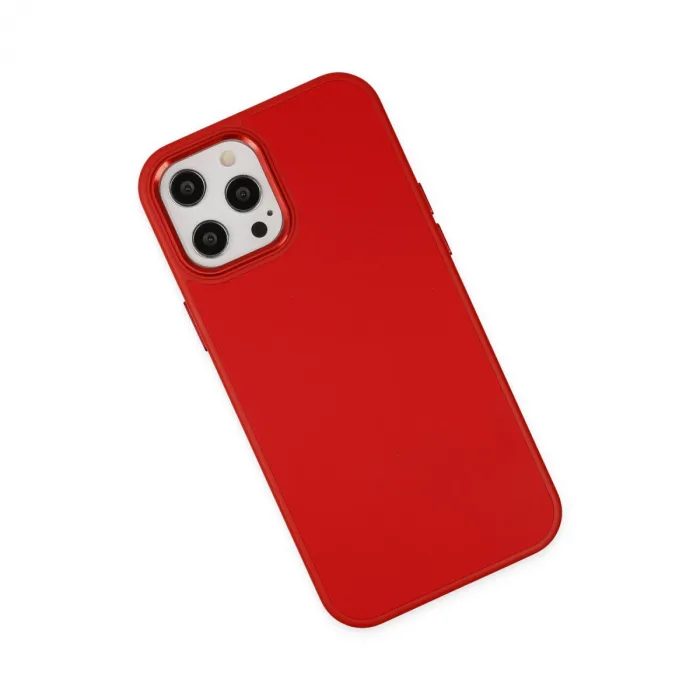 İphone 12 Pro Max Kılıf Asya Deri Silikon - Kırmızı