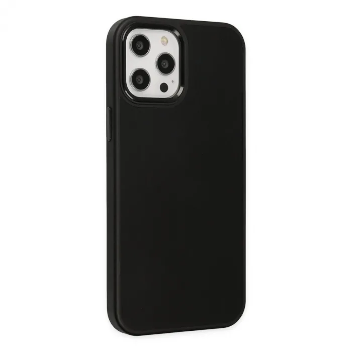 İphone 12 Pro Max Kılıf Asya Deri Silikon - Siyah