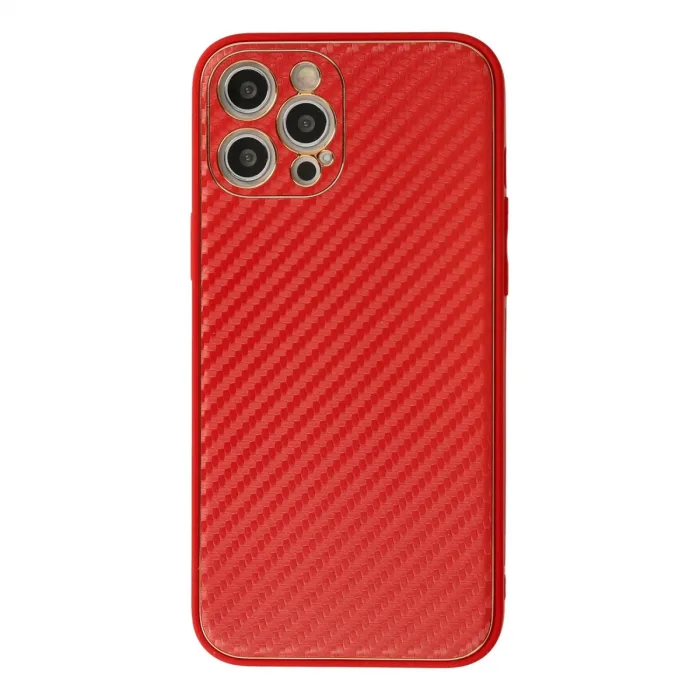 iPhone 12 Pro Max Kılıf Coco Karbon Silikon - Kırmızı