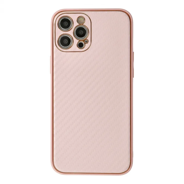 İphone 12 Pro Max Kılıf Coco Karbon Silikon - Pembe