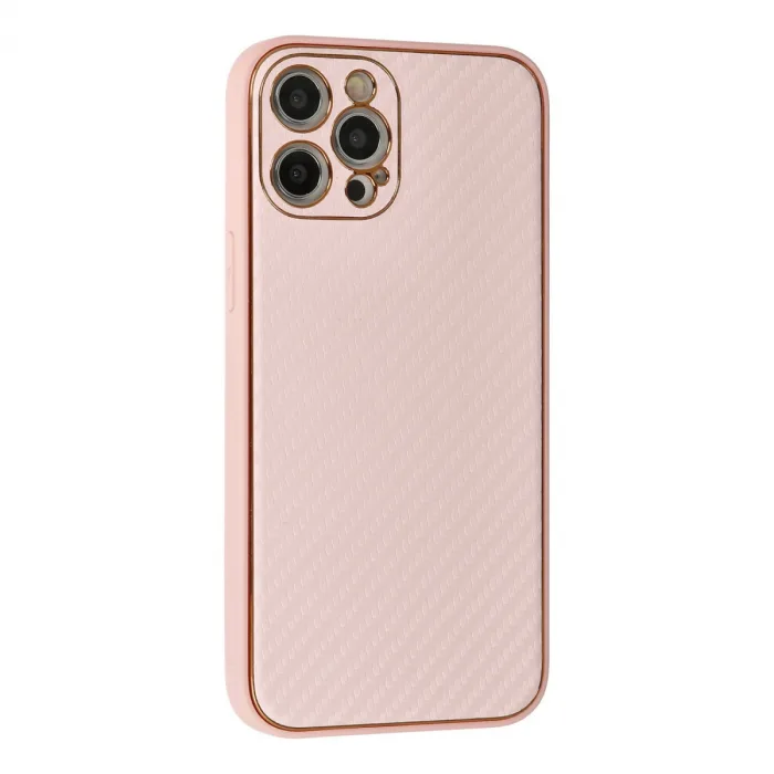İphone 12 Pro Max Kılıf Coco Karbon Silikon - Pembe