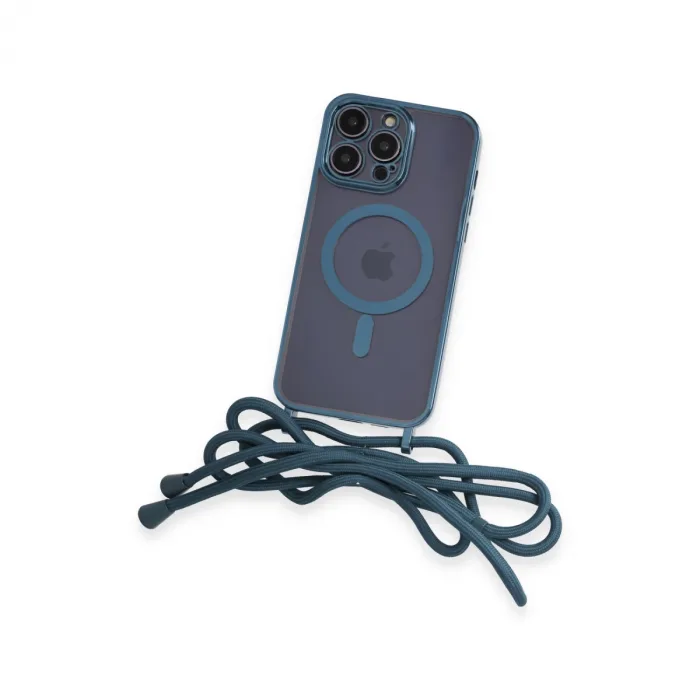 İphone 12 Pro Max Kılıf Divo Lazer Askılı Magsafe Kapak - Sierra Blue