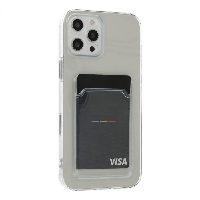 İphone 12 Pro Max Kılıf Kart Şeffaf Silikon - Şeffaf