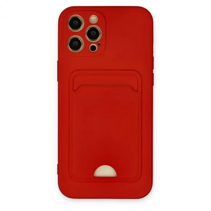 İphone 12 Pro Max Kılıf Kelvin Kartvizitli Silikon - Kırmızı