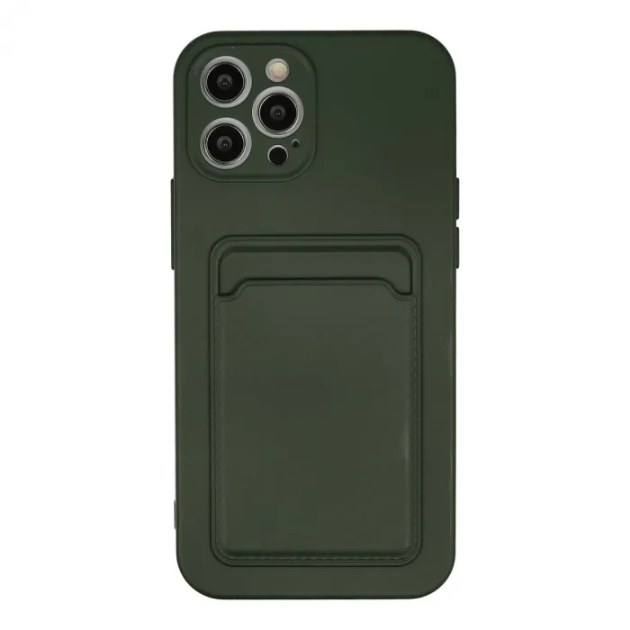 İphone 12 Pro Max Kılıf Kelvin Kartvizitli Silikon - Koyu Yeşil