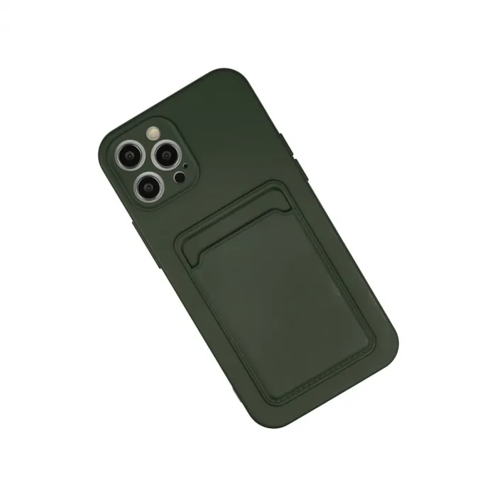 İphone 12 Pro Max Kılıf Kelvin Kartvizitli Silikon - Koyu Yeşil