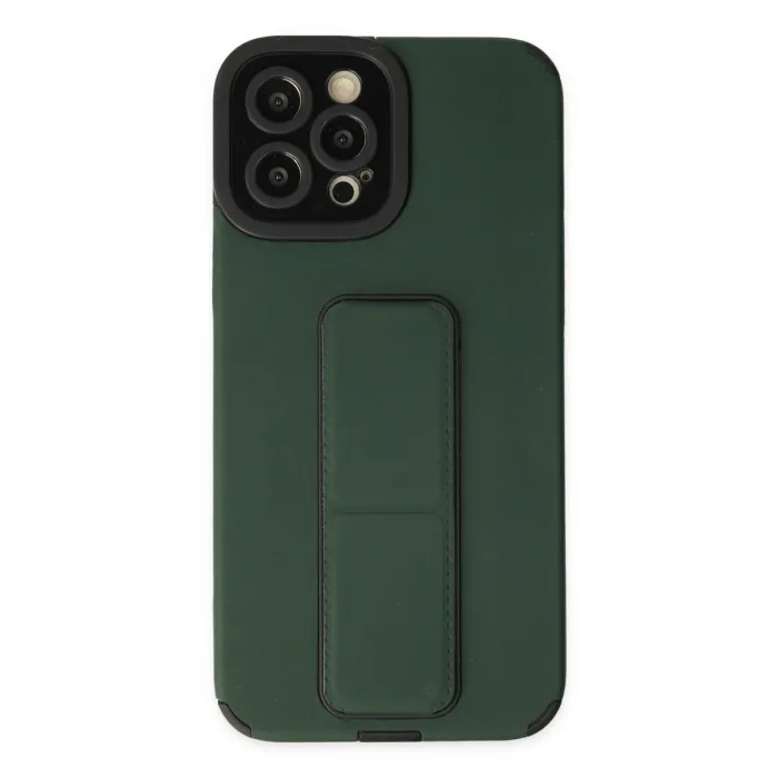 İphone 12 Pro Max Kılıf Mega Standlı Silikon - Yeşil