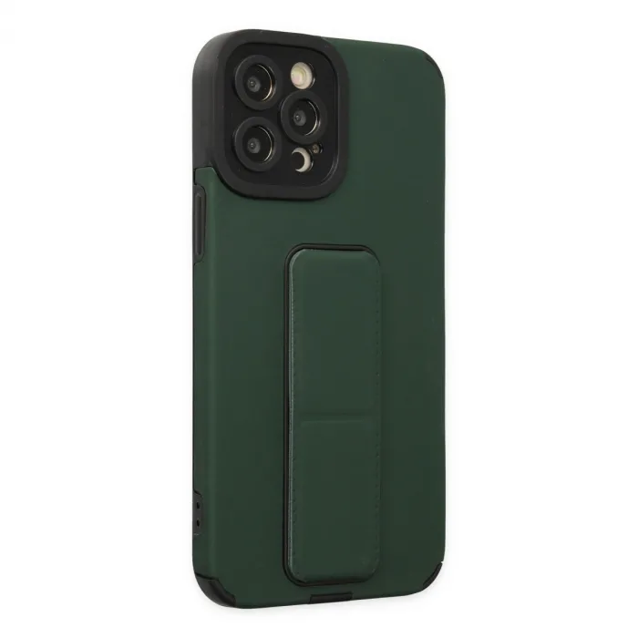 İphone 12 Pro Max Kılıf Mega Standlı Silikon - Yeşil