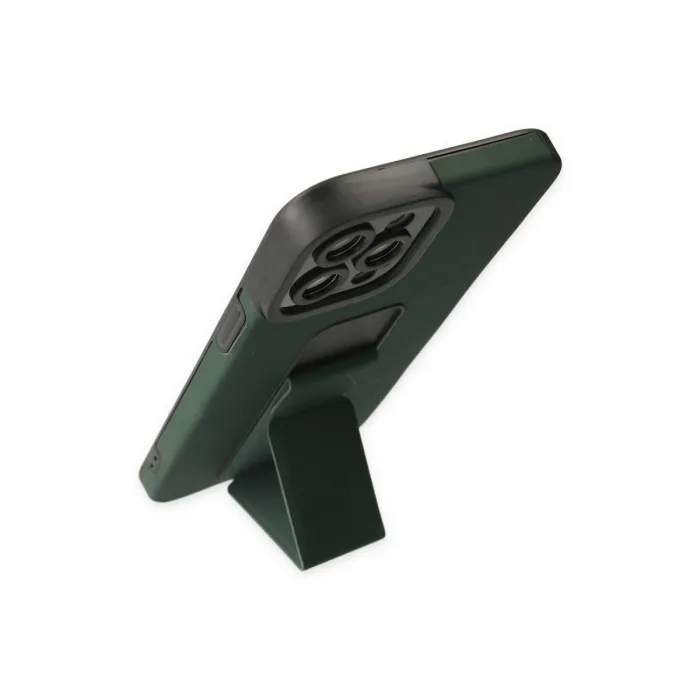 İphone 12 Pro Max Kılıf Mega Standlı Silikon - Yeşil